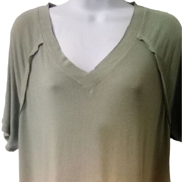 POL green/peach ombre high low V neck cover up dress tunic size S - Picture 3 of 6